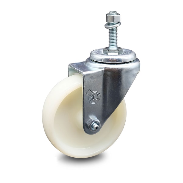 4 Inch Nylon Wheel Swivel 10mm Threaded Stem Caster